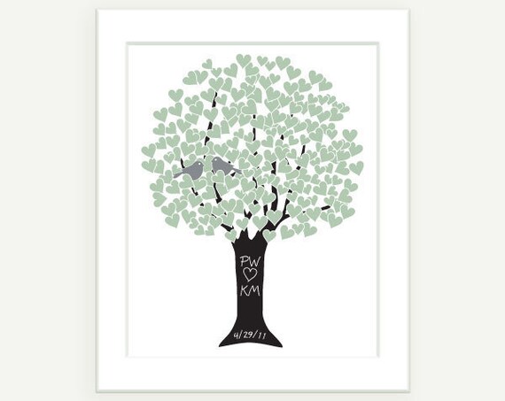 Personalized Gift - Happy Anniversary Gift in Sage & Silver- 8x10 Digital Print Monogram Date - Wedding Engagement Shower