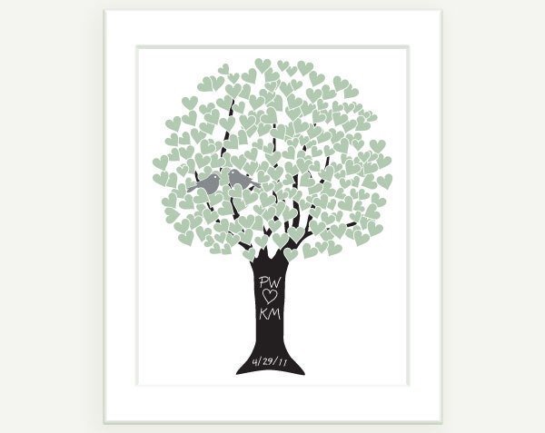 Personalized Gift - Happy Anniversary Gift in Sage & Silver- 8x10 Digital Print Monogram Date - Wedding Engagement Shower