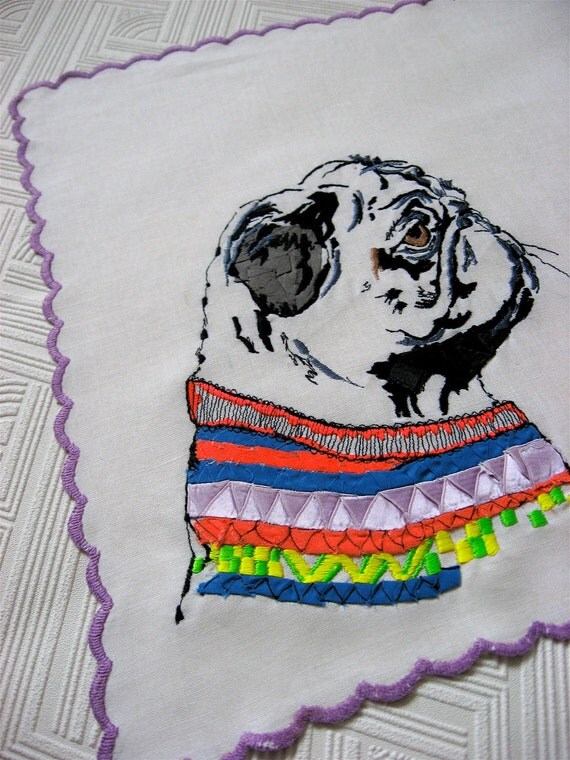 Embroidered Pet Portrait on Linen - Costum