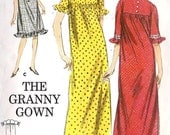1960s Granny Gown Dress in Two Lengths Vintage Sewing Pattern Butterick 3831 bust 34"