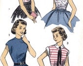 1950s Girls Sew Easy Sleeveless Blouse Vintage Sewing Pattern, Advance 7846 Girls size 12 uncut