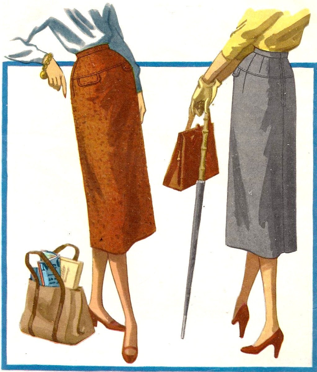 1950s Misses Slim Wiggle Pencil Skirt Vintage Sewing Pattern, Office Fashion, One Yard Skirt,  McCall's 3483 Waist 26"