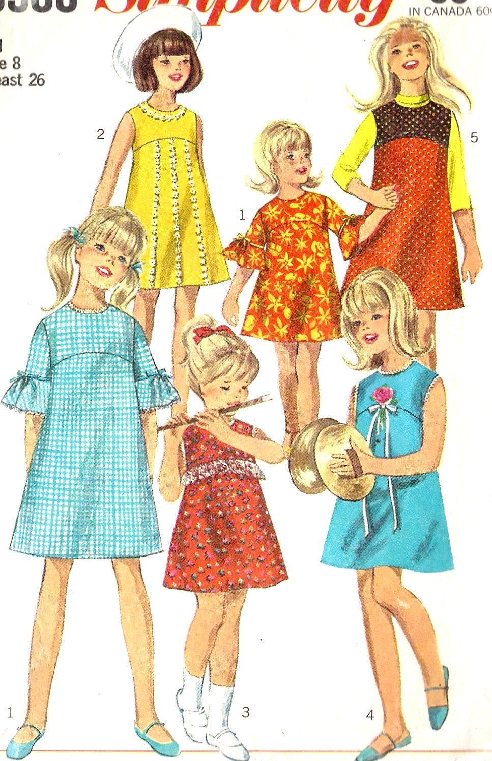 1960s Girls' dress or jumper Vintage sewing Pattern, Simplicity 6903 size 7