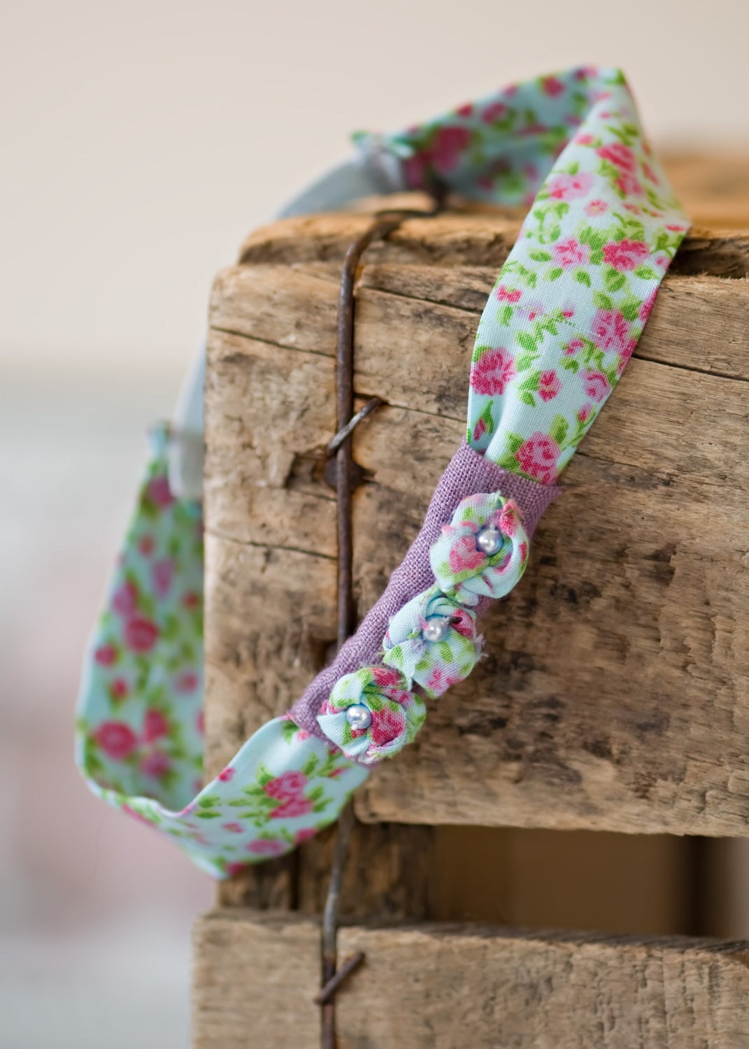Country Chic Hairband in Blueberry- NEWBORN Photography Prop