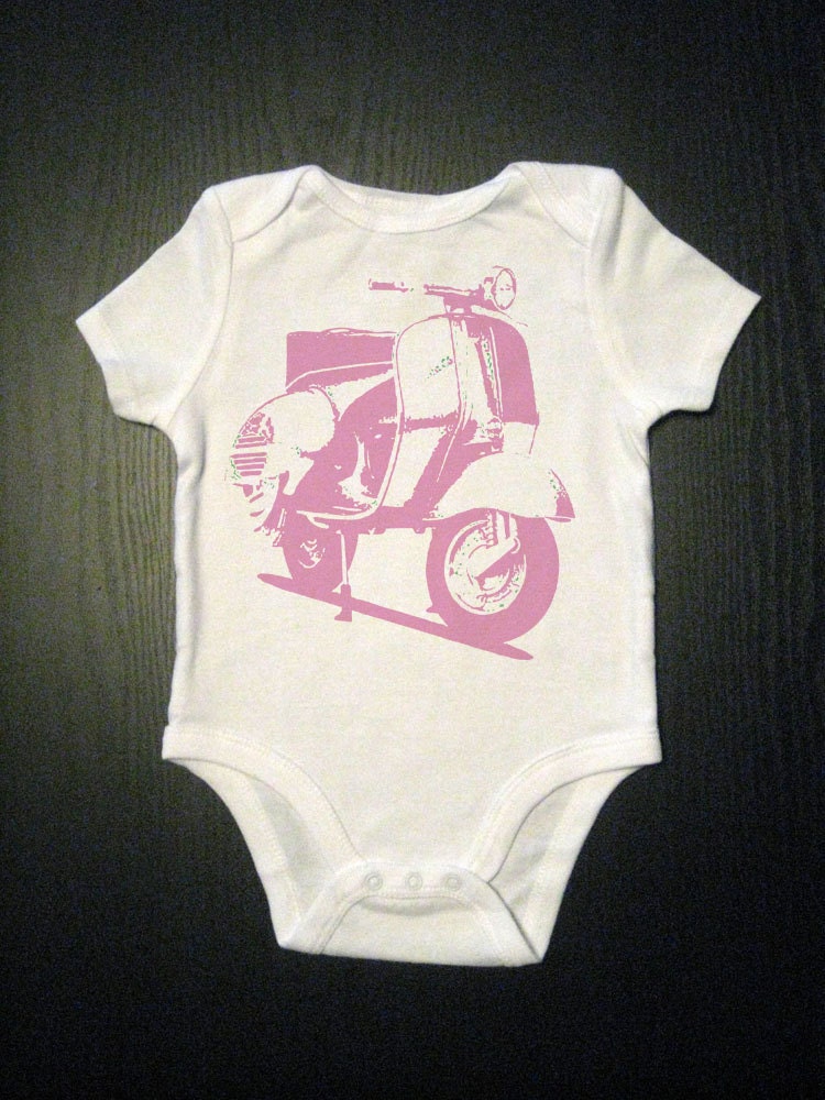 Pink Vespa One Piece Baby Bodysuit - Baby Clothes- Childrens Clothing - Baby and Toddler and Kid's Clothing