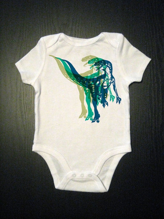 Dinosaur Bodysuit - Velociraptor Baby Bodysuit - Dinosaur Layette - Baby and Toddler Clothes