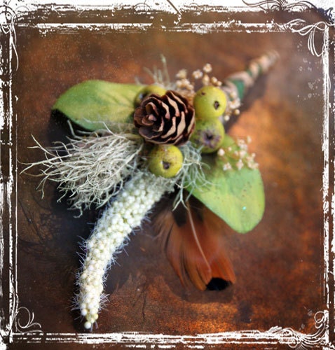 Rustic Boutonniere - Wedding Accessories Groom Groomsmen - Woodland Weddings - Father Of The Bride, Father Of The Groom - Fall