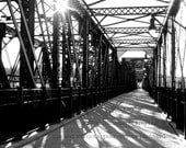 hot metal bridge black and white photo