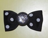 black polka dot PITTSBURGH PENGUINS logo hair bow