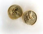 Icarus round post earrings-brass and sterling silver metalwork - FoxInTheBox