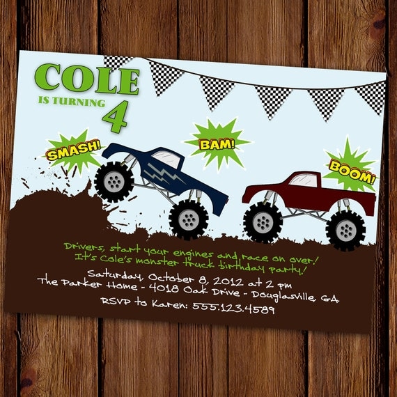 Monster Truck Birthday Invitation