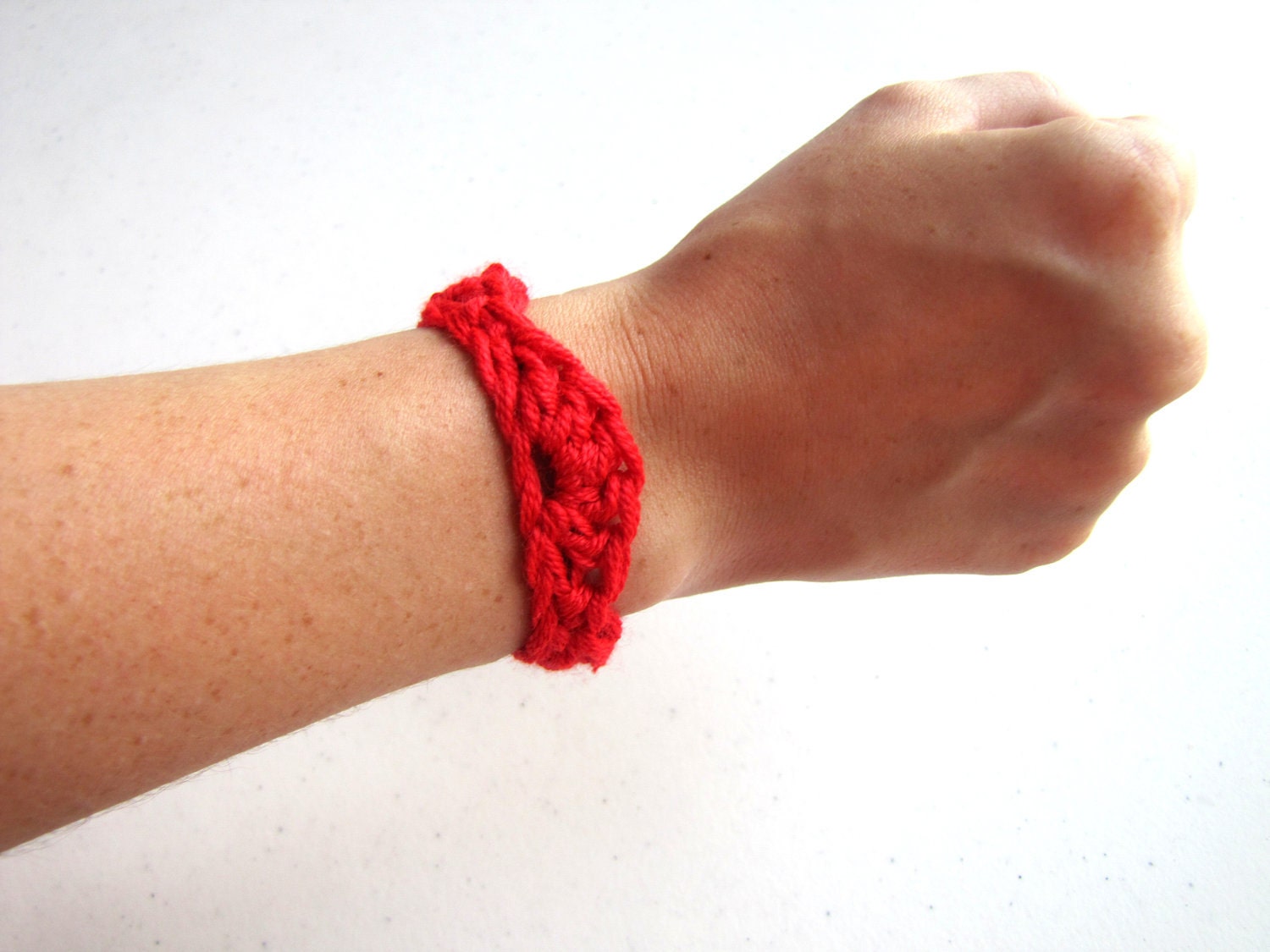 Red Crocheted Bracelet
