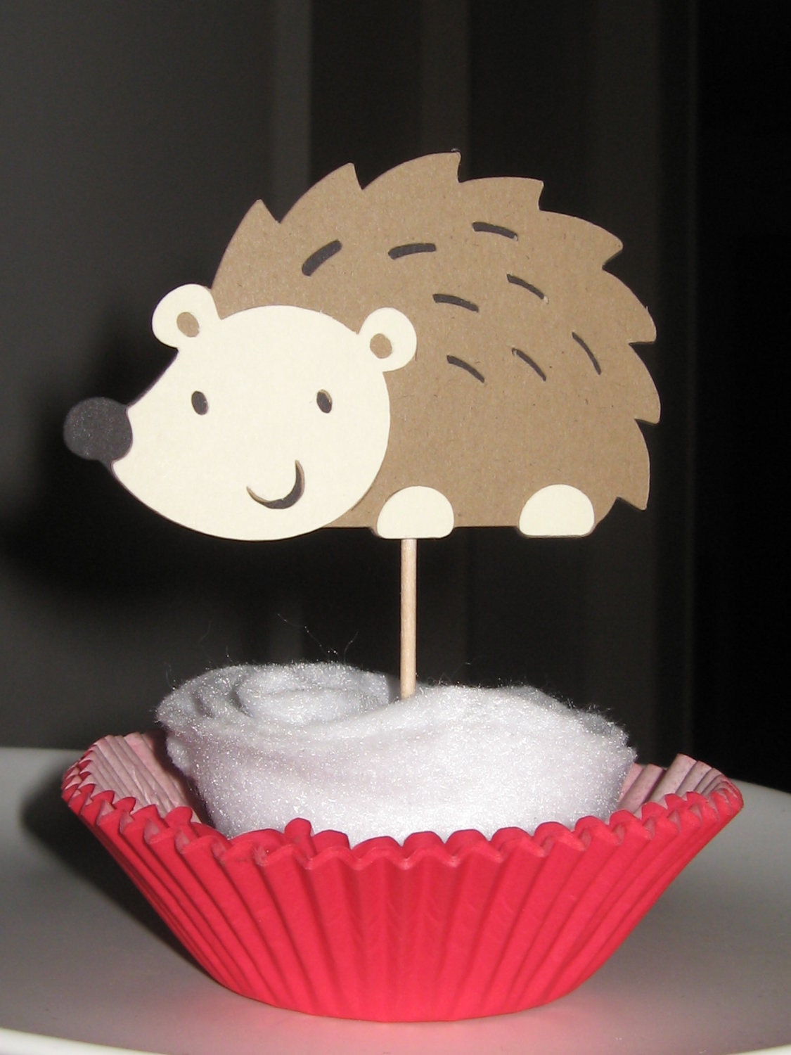 Woodland Animal / Woodland Creature - Hedgehog Cupcake Toppers - Set of 4