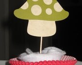 Kawaii Mushroom Cupcake Toppers - Set of 4