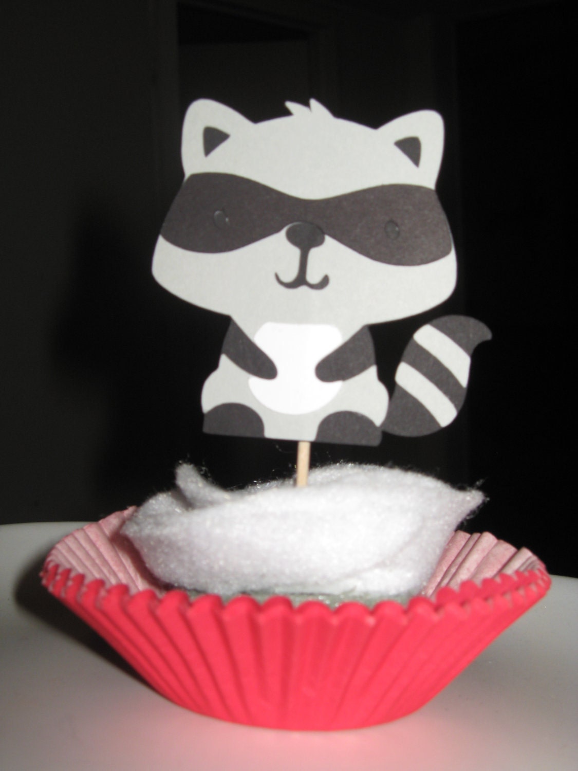 Woodland Animal / Woodland Creature - Raccoon Cupcake Toppers - Set of 4