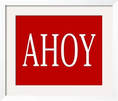 Sail and Ahoy Nautical Wall Art for Kids  in Red and White - 2 pc Set