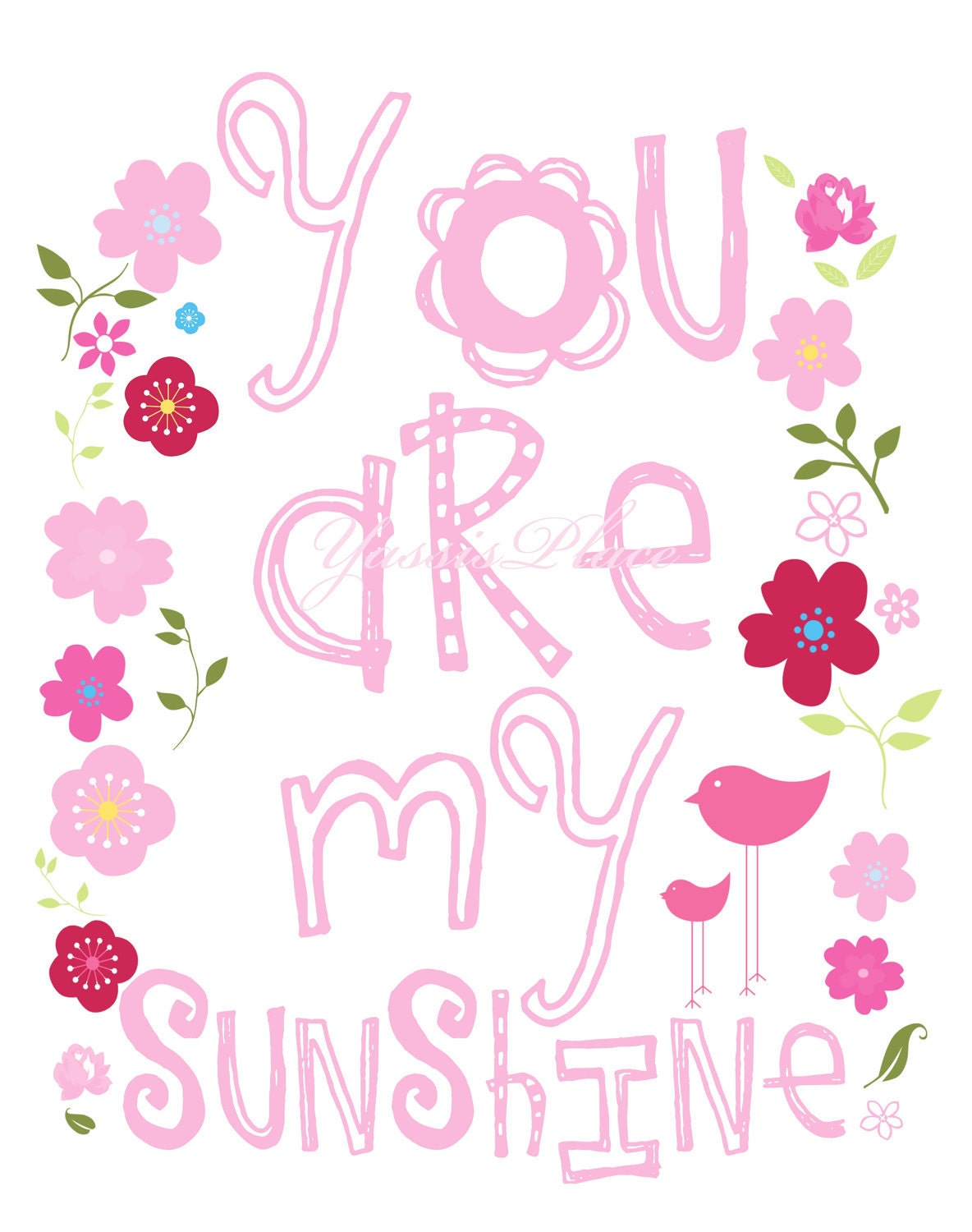 You Are My Sunshine 11x14 Print Whimsical Art Set For Savannah Pottery Barn Bedding by YassisPlace