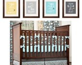 You Are My Sunshine  My only Sunshine 4 pc Art Print Set 8x10 for Michael Miller's Grey Zoology Fabrics by YassisPlace