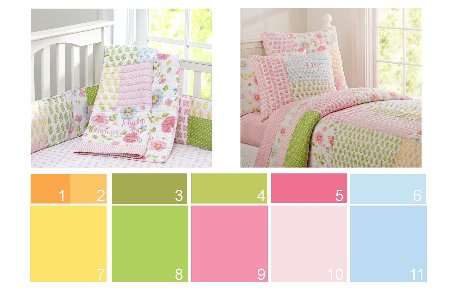 You Are My Sunshine Print set for Lily Pottery Barn Bedding in pink, green,yellow, orange and blue 4 pc 8x10 and 5x7 FREE SHIPPING
