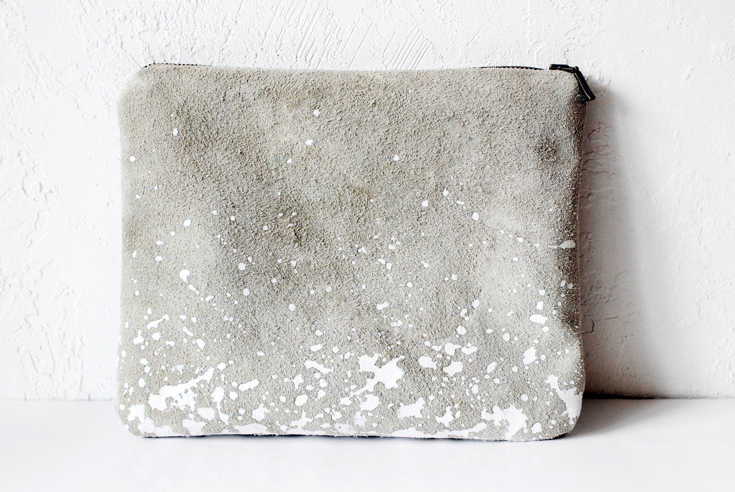 FREE SHIP Splatter Leather-Suede Pouch