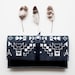 Tribal Pattern Leather Suede Navy Blue with White No. LP-101