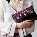 Tribal Pattern Printed  Leather Pouch Plum No. ZP-101