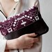 Tribal Pattern Printed Leather Pouch Plum No. ZP-101