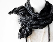 Black Wrinkled Scarf spring unisex