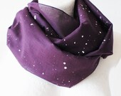 Grape Purple Splatter Loop Circle Scarf infinity cotton