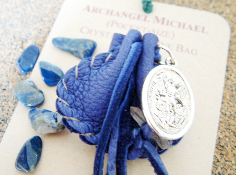 Archangel Michael pocket-size Crystal Medicine Bag