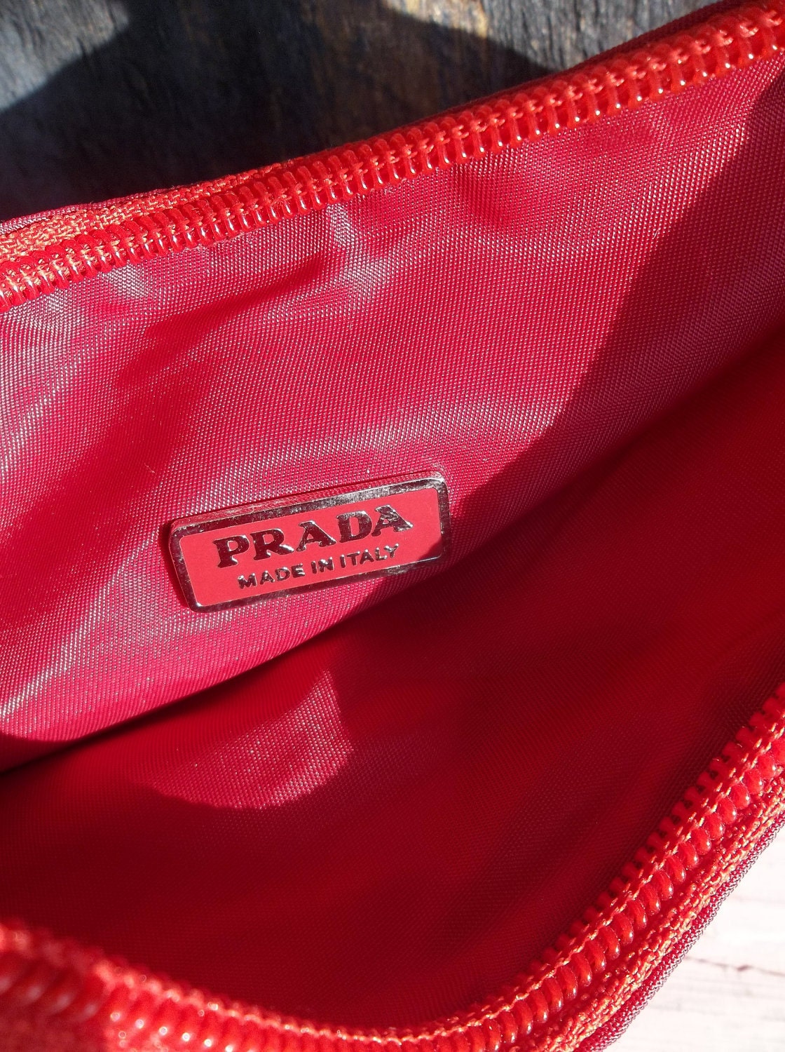 Red Hot PRADA / Classic Handbag / Bright Lipstick Red / Nylon / Small Purse