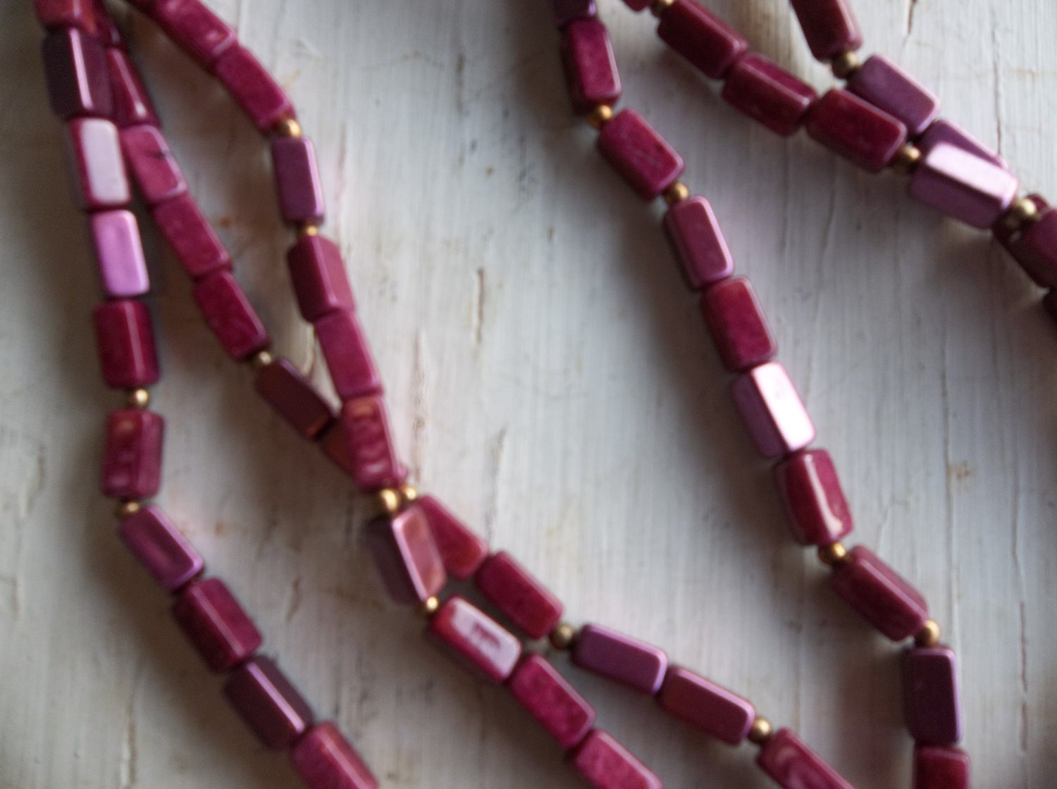 Bright Purple Beaded Necklace / Circa 1960's Mod