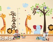 Wall Decals Wall Sticker Nursery Decal  - Monkeys, Giraffes and Lions - Wall Decals Growth Chart - PLSF070