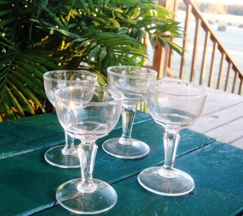 Chicago Antique Crystal Pedestal Dessert Dishes (4)