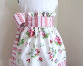 Girls Rose and Striped Empire Waist Skirt with Coordinating Sash and Brooch/Hairclip Set Available in Sizes 12 mo, 2T, 3T, 4, 5, 6