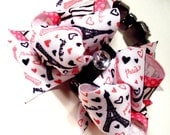 Girls Boutique Layered Hair Bow - Wild About Paris - Pink, Black,, White, Zebra, Dots