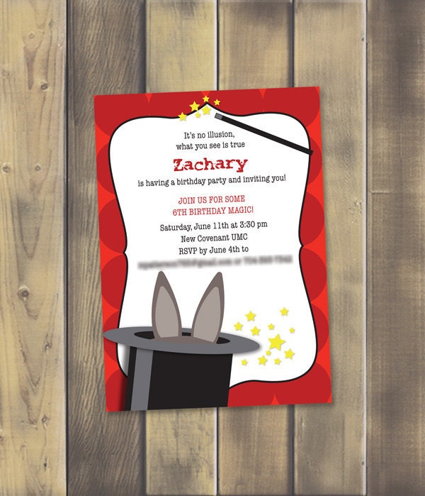 Magic in a Hat Birthday Invitation - Printable PDF