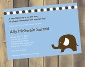 Baby Elephant Shower Invite - Printable PDF