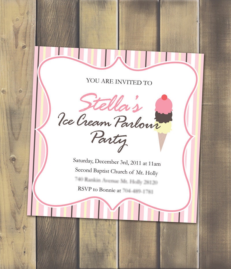 Ice Cream Parlour Invite - Printable PDF
