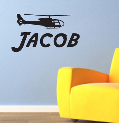 Wall Decal Helicopter with Peronalized Name