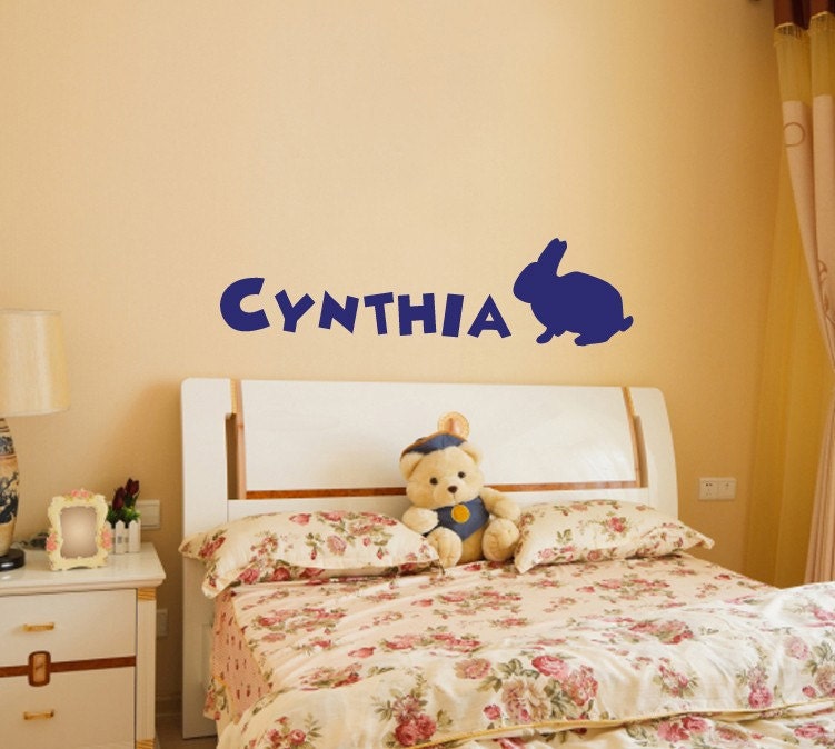 Wall Decal Bunny Rabbit and Custom Name