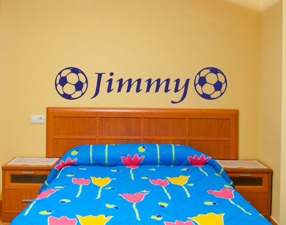 Wall Decal Soccer Balls with Personalized Name