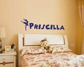 Wall Vinyl Decal with Ballerina and Personalized Name (size medium)