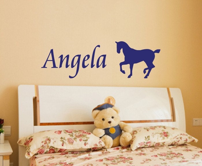 Wall Vinyl Decal with Horse and Custom Name - personalized