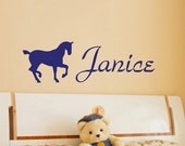 Wall Vinyl Decal with Personalized Name and Horse