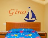 Wall Decal Sailboat with Personalized Name