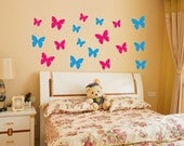 Wall Decals Set of 24 Butterflies - Choose Two Colors