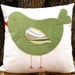Green Sleeping Birdie Organic Canvas Pillow Cover/ 16"x16"/ Made to Order