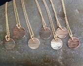Gold Disc Necklace - Set of 8 eight - Rippled Finish - 14k Gold-Filled - Finish Options -  Bridesmaid Gift, Birthday, Bridal - 610-8