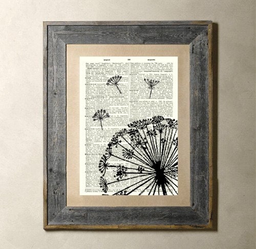 Dandelion(Flying Seeds) - Printed on a Vintage Dictionary Page 8X10